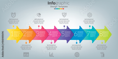 Infographic in business concept with 8 options, steps or processes.
