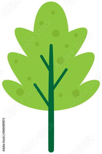 A vibrant green leafy illustration of a plant grows naturally in a serene environment with lush foliage and a sturdy stem.