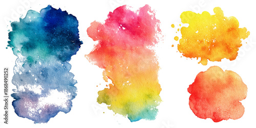 Colorful abstract paint brush background with watercolor set. vector watercolor design set with bright colorful paint splashes brush stroke element.