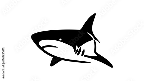 shark head symbol ,black isolated silhouette