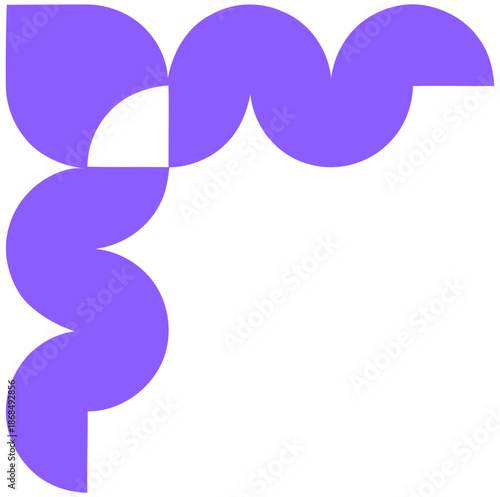 The purple shapes form a decorative border on a white background with smooth curves.