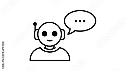 Chatbot Assistant Icon – AI Customer Support Line Illustration