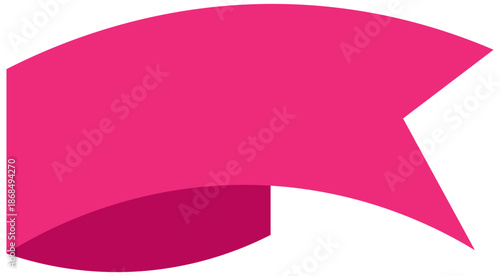 A pink abstract shape resembling a speech bubble is prominently displayed on a white background.