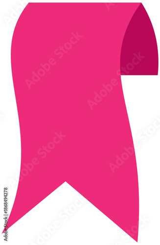 A pink ribbon shaped like a flag waves gently in the air.