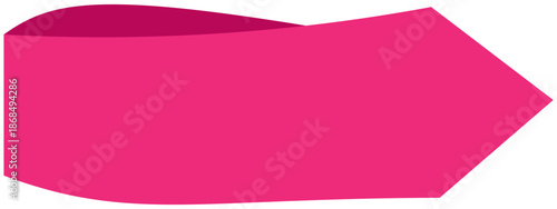 A vibrant pink tie shaped like an arrow pointing to the right lies on a white surface