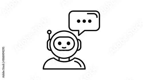 Chatbot Assistant Icon – AI Customer Support Line Illustration