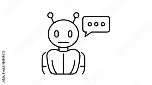 Chatbot Assistant Icon – AI Customer Support Line Illustration