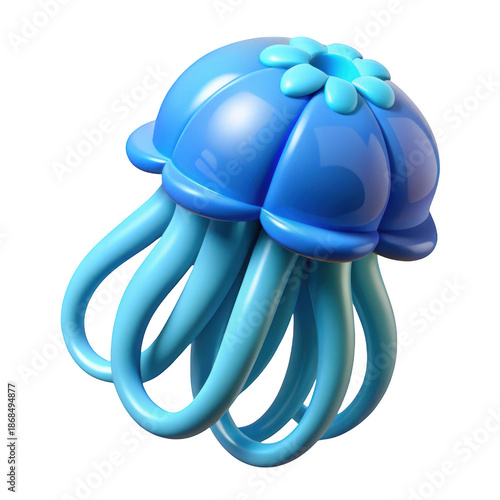 Blue cartoon jellyfish isolated on transparent background