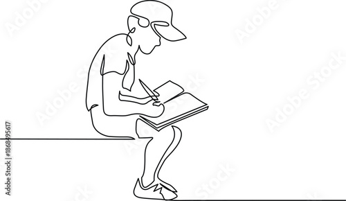 Young man reading book Vector