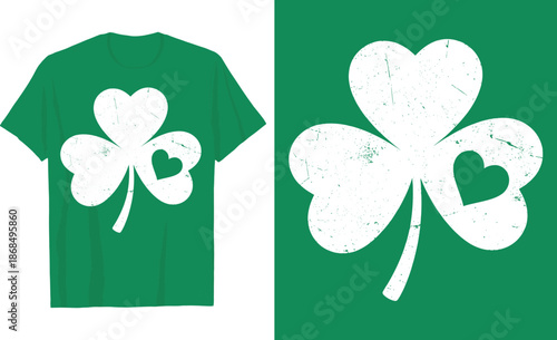 St. Patrick's Day Distressed Shamrock Heart T Shirt Design