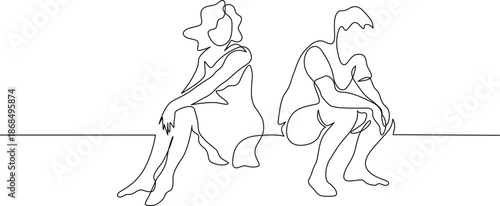 Two figures in contemplative pose Vector