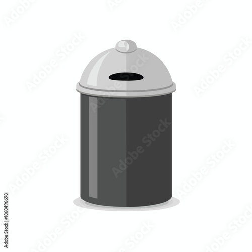 Gray Trash Can with Hinged Lid