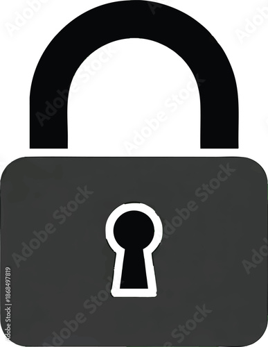 Stylized Padlock Icon for Digital Security, Protection, and Access Control. Simple Lock Symbol for Privacy and Safety Concepts on Isolated Background.