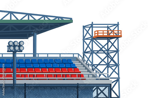 Fragment of a football stand under a sky backdrop