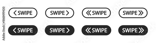 Swipe Gesture Arrow Icons Set for Mobile Touch Interface, Navigation and UI UX Design Vector Illustration