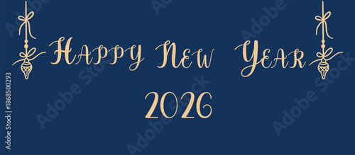 happy new year text design featuring festive typography and celebratory elements