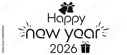 happy new year text design featuring festive typography and celebratory elements