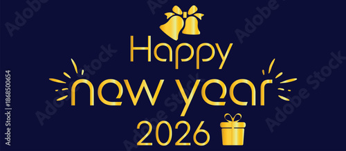 happy new year text design featuring festive typography and celebratory elements