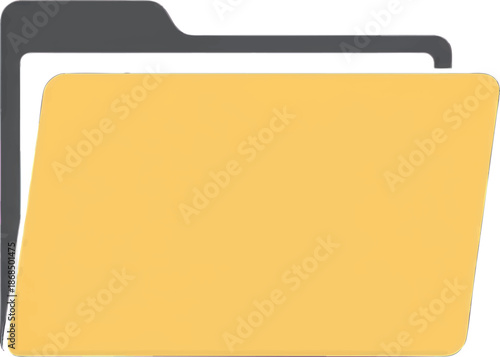 Clean Yellow and Grey File Folder Icon Illustration on White Background Representing Data Organization, Document Management, and Digital Storage Concepts for Business and Office Use