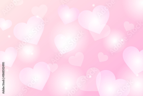 ピンク背景に白いハートが浮かぶバレンタイン向け可愛いイラスト