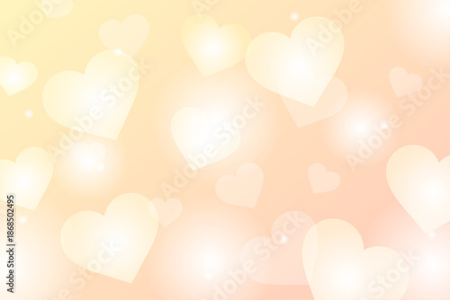 オレンジ背景に白いハートが浮かぶバレンタイン向け可愛いイラスト