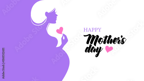 Beautiful pregnant woman silhouette. Pregnancy journal. Motherhood banner. Mother's day card. Vector illustration