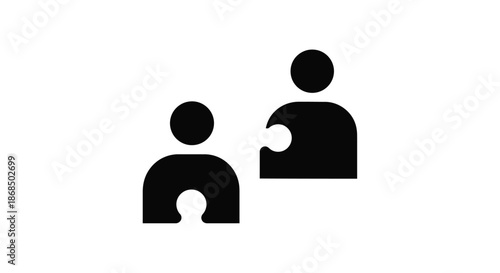 Two people represented in a stark black and white image a minimalist silhouette