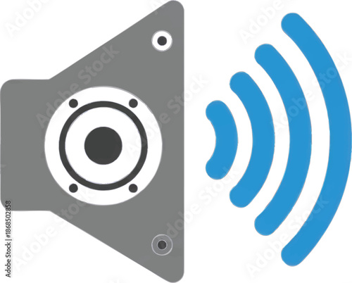 Speaker Icon with Blue Sound Waves - Digital Audio Communication Symbol for Modern Web and App Design