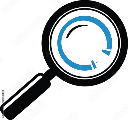 Magnifying Glass Icon for Search, Analysis, and Data Processing - Digital Discovery and Progress Concept Vector