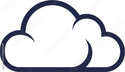 Cloud Computing Icon - Modern Digital Technology Symbol for Data Storage, Network Services, and Internet Connectivity on White Background