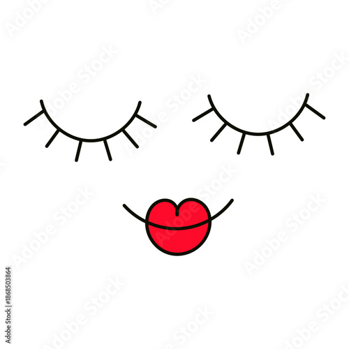 Cute funny kissy face isolated on transparent background. Hand drawn vector illustration. Line drawing. Cartoon character. Kid fashion, textile print, design element, clip art