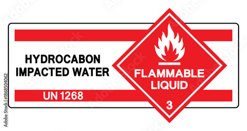 Hydrocabon Impacted Water UN 1268 Symbol Sign, Vector Illustration, Isolate On White Background, Label.EPS10