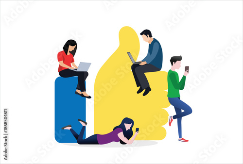 Likes or followers template background. Social media marketing concept. Flat style design with gradient. Modern vector.