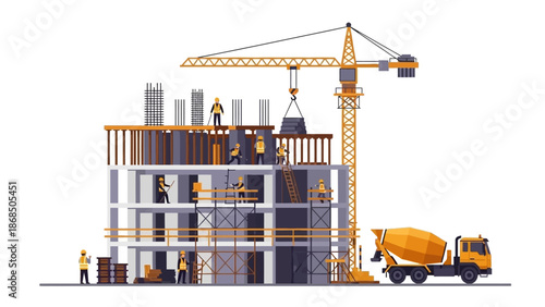 Construction Site with Crane and Workers 2.