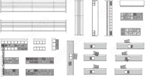 Architectural blueprint, showcasing various perspectives and components of a modern building. Detailed technical drawings that serve as a roadmap for construction and design.