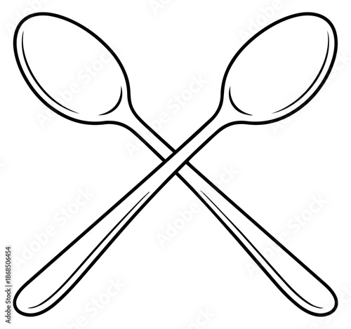 Hand drawn cutlery set featuring two crossed spoons for kitchen and dining designs