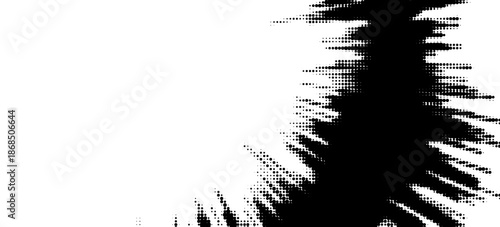 Pixelated bitmap gradient texture. Black and white dither pattern background. Abstract glitchy pattern. 8 bit video game screen wallpaper. Wide raster backdrop. Retro pixel art Illustration