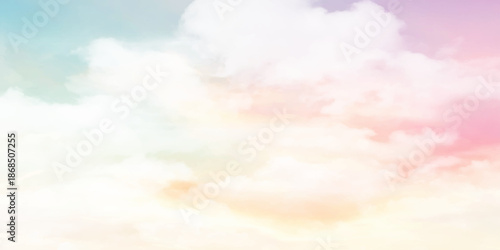 Peaceful Sky with Soft Blended Clouds and Light Colors. Vector Design.