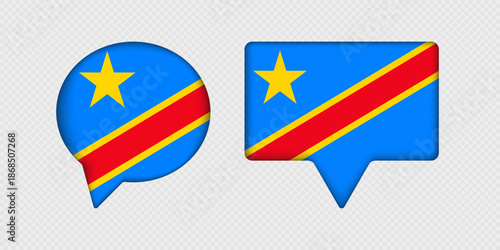 Flag of Democratic Republic of the Congo in speech bubble.