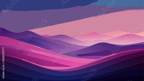 Abstract mountain landscape at dusk