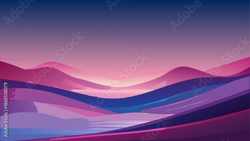 Serene sunset over mountain range