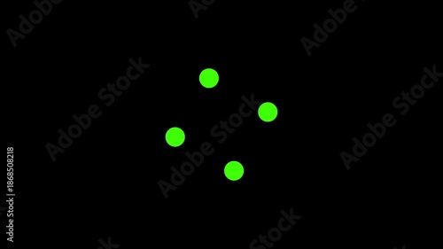 Flat dots animated loading motion graphic with alpha channel. 4 dots loading animation where the two end dots rotate alternately for clean UI