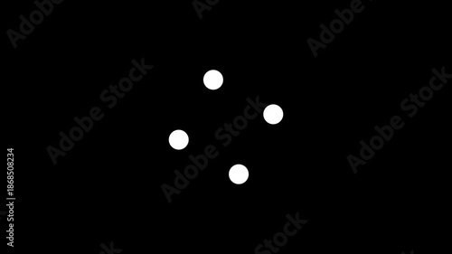 Flat dots animated loading motion graphic with alpha channel. 4 dots loading animation where the two end dots rotate alternately for clean UI