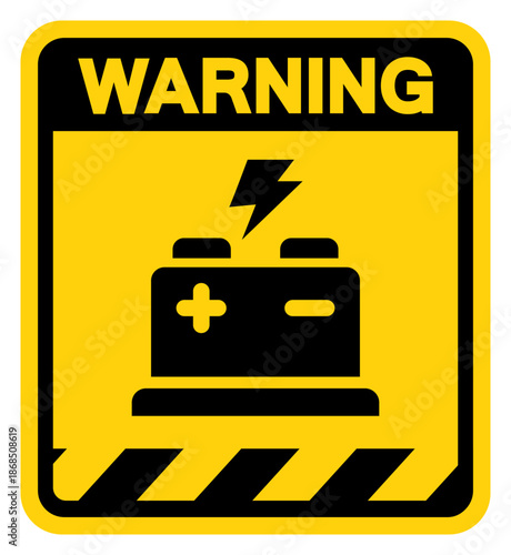 Battery Acid Warning Sign, Vector Illustration, Isolate On White Background Label. EPS10
