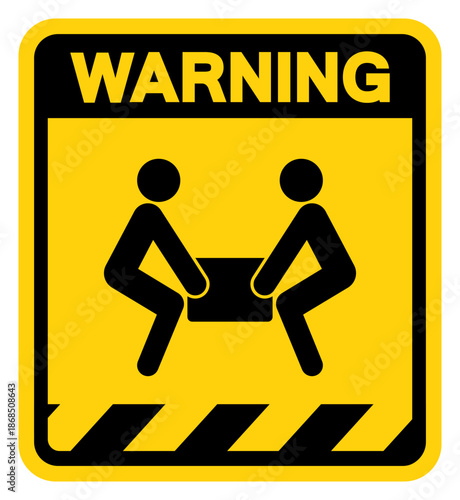 Two Person Lift Required Warning Sign, Vector Illustration, Isolate On White Background Label. EPS10