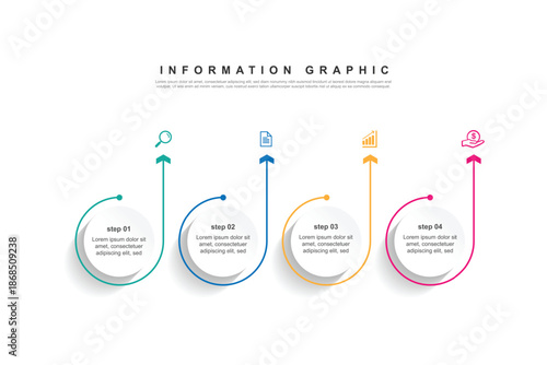 4 step infographic design. schedule concept with circle layout and icons. can be used for workflow illustration