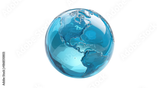 3d globe icon with subtle reflections on pure isolated on a Transparent background, PNG file.