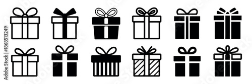 Gift Box Silhouette Icon Vector for Christmas Present Design