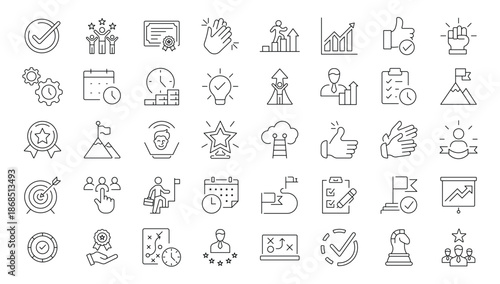 Collection of Business Productivity Line Icons Set.