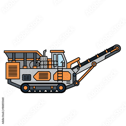 Industrial Heavy Duty Conveyor Belt Crusher Machine Equipment Icon